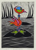 Christine  Upton | Printmaking | Bald Headed Wacky Bird 8/50