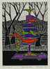 Christine  Upton | Printmaking | Topnot Wacky Bird 8/50