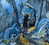 Sophie Baker | Circumnavigating the bush capital from (bike) saddle | Painting | Girl on bike, Mount Stromlo