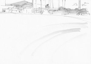 Rowena Evans | Drawing | Looking west southwest with lots of lake