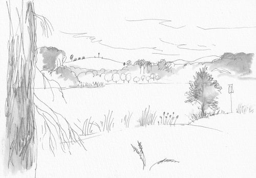 Rowena Evans | Drawing | Looking east with Reservoir Hill