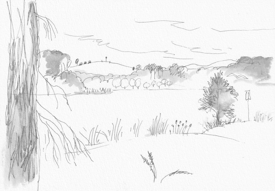 Rowena Evans | Drawing | Looking east with Reservoir Hill