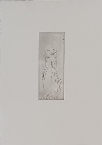 Rowena Evans | Printmaking | Woman in hat - rear