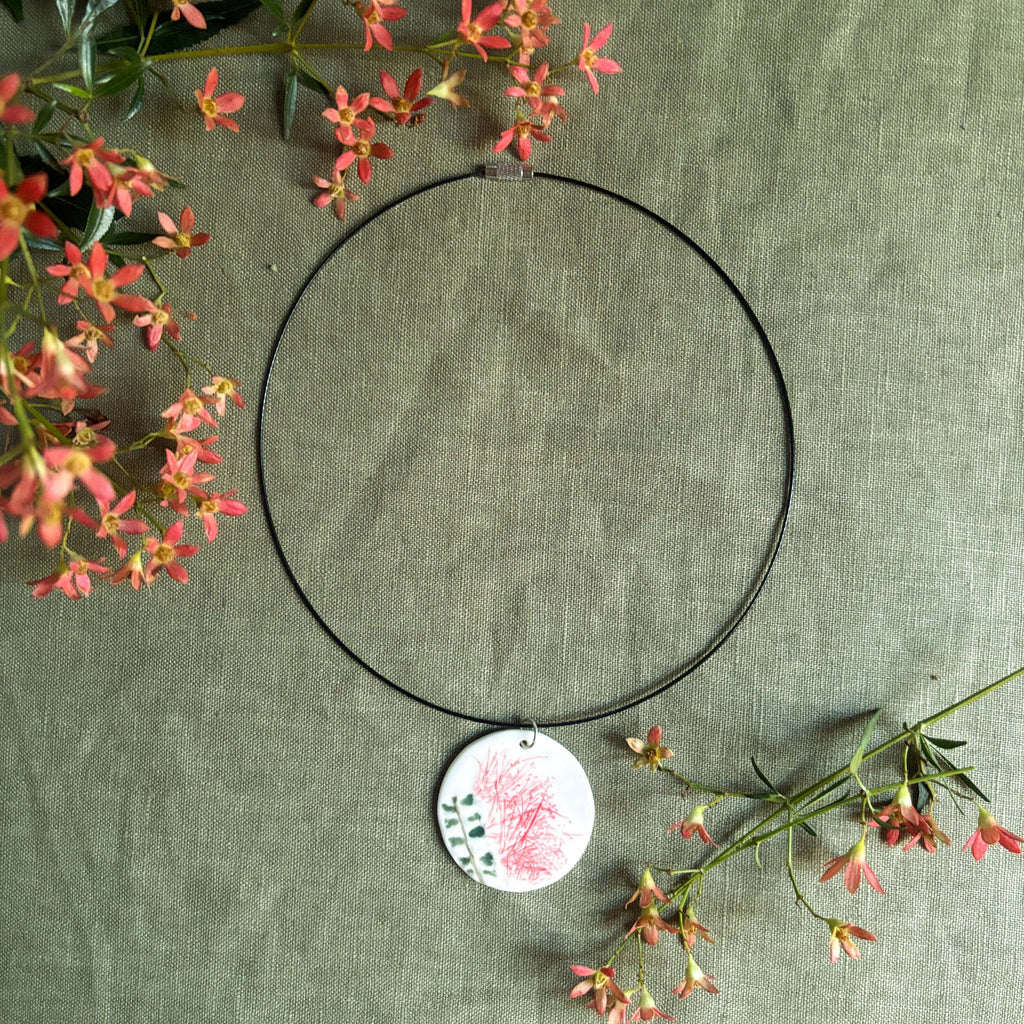 Romanda Ceramics | Pendant Hoop Necklace | Bottlebrush