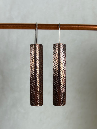 Clewdoodle | Earrings | Copper Tulle Texture Earrings