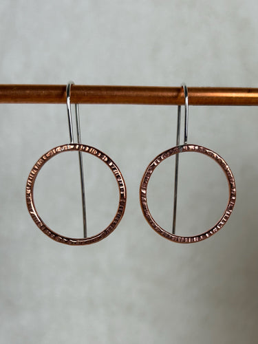 Clewdoodle | Earrings | Copper Hammered Ring Earrings