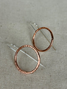 Clewdoodle | Earrings | Copper Hammered Ring Earrings