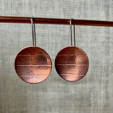 Load image into Gallery viewer, Clewdoodle | Earrings | Copper Stripe Fabric Texture Hook Earrings