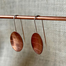 Load image into Gallery viewer, Clewdoodle | Earrings | Copper Stripe Fabric Texture Hook Earrings