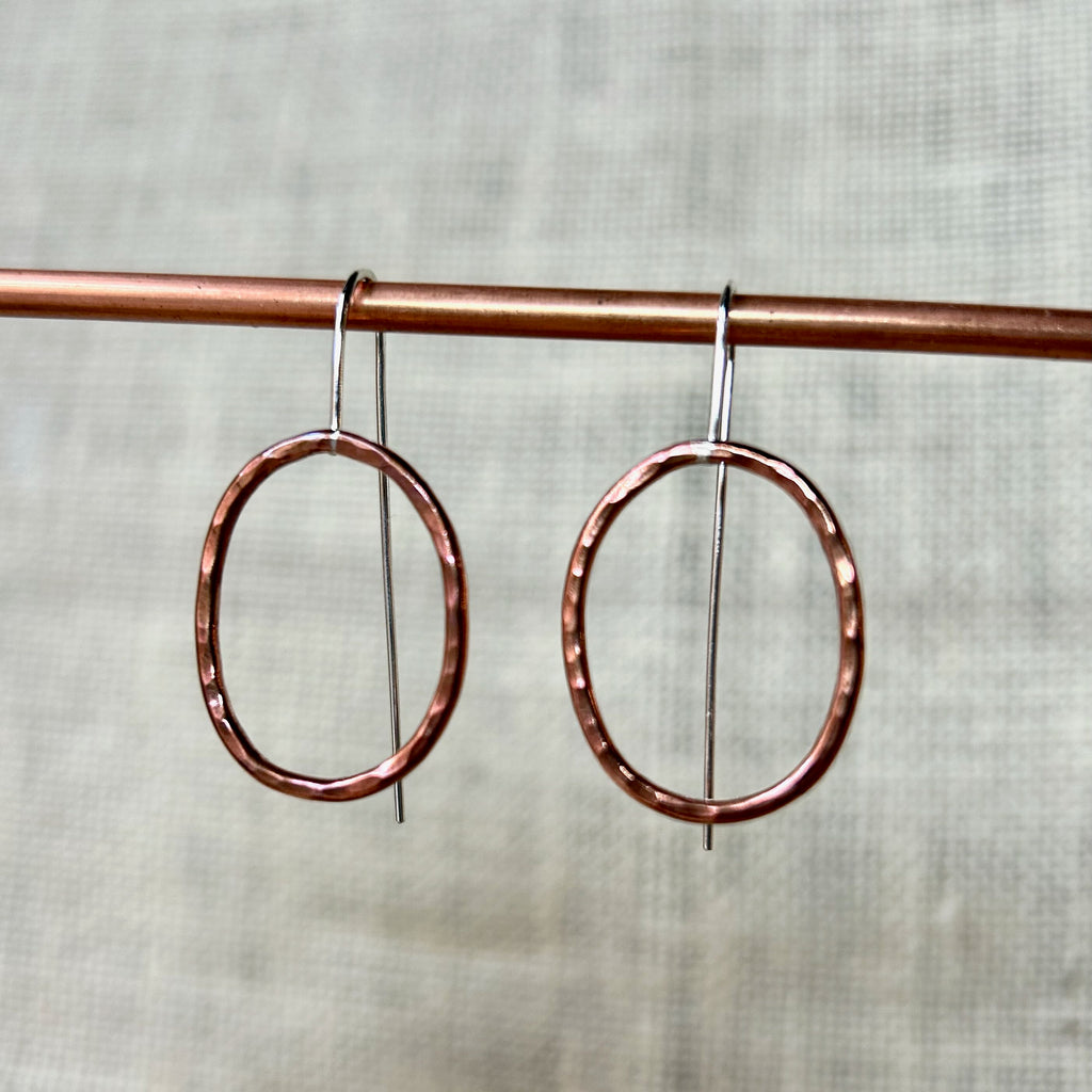 Clewdoodle | Earrings | Copper Hammered Loop Hook Earrings
