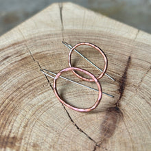 Load image into Gallery viewer, Clewdoodle | Earrings | Copper Hammered Loop Hook Earrings