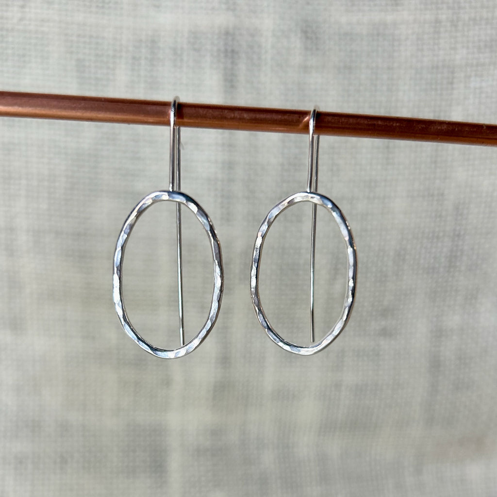 Clewdoodle | Earrings | Silver Hammered Loop Hook Earrings