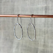 Load image into Gallery viewer, Clewdoodle | Earrings | Silver Hammered Loop Hook Earrings