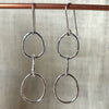 Clewdoodle | Earrings | Silver Hammered Triple Loop Hook Earrings