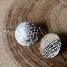 Load image into Gallery viewer, Clewdoodle | Earrings | Silver Gauze Texture Hook Earrings