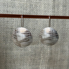 Load image into Gallery viewer, Clewdoodle | Earrings | Silver Gauze Texture Hook Earrings
