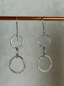 Clewdoodle | Earrings | Silver Hammered Triple Ring Earrings