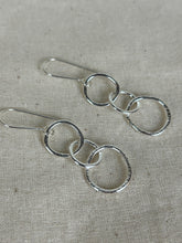 Load image into Gallery viewer, Clewdoodle | Earrings | Silver Hammered Triple Ring Earrings