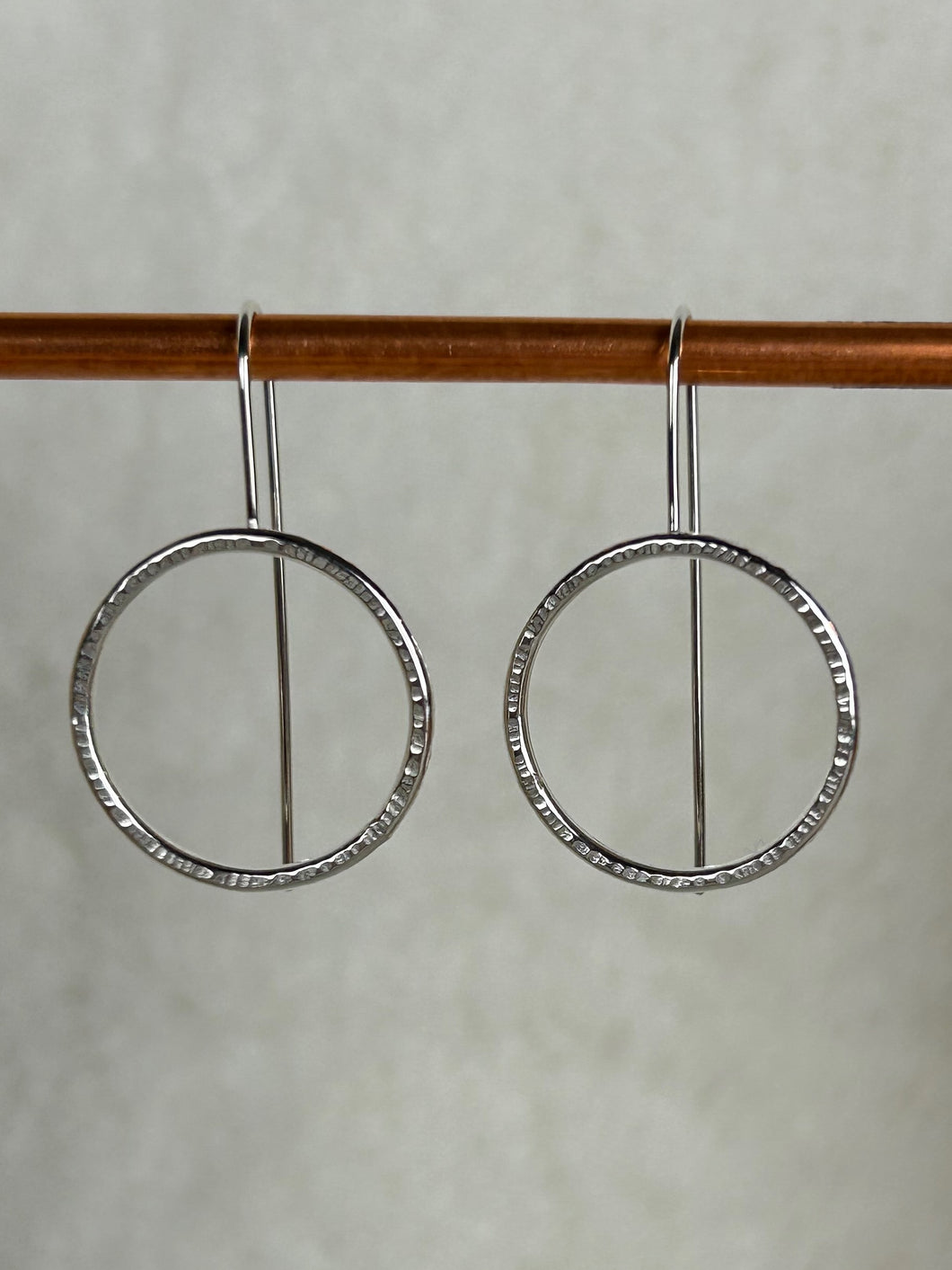 Clewdoodle | Earrings | Silver Hammered Ring Earrings