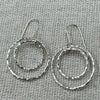 Clewdoodle | Earrings | Silver Hammered Double Ring Stud Earrings