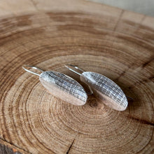 Load image into Gallery viewer, Clewdoodle | Earrings | Silver Fabric Texture Hook Earrings