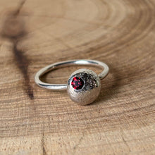 Load image into Gallery viewer, Clewdoodle | Ring | Recycled Silver Blob Ring with Garnet