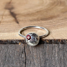 Load image into Gallery viewer, Clewdoodle | Ring | Recycled Silver Blob Ring with Garnet