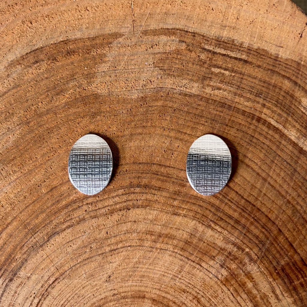 Clewdoodle | Earrings | Silver Fabric Texture Studs