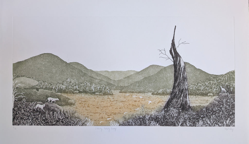 Fenja T. Ringl | Printmaking | Crossing Nursery Swamp (Solo Ed.). Ed. 1 of 12, framed