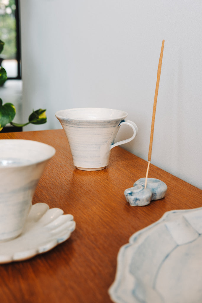 Jacky Lo | Ceramics | Round Petal Plate (Pale Blue)
