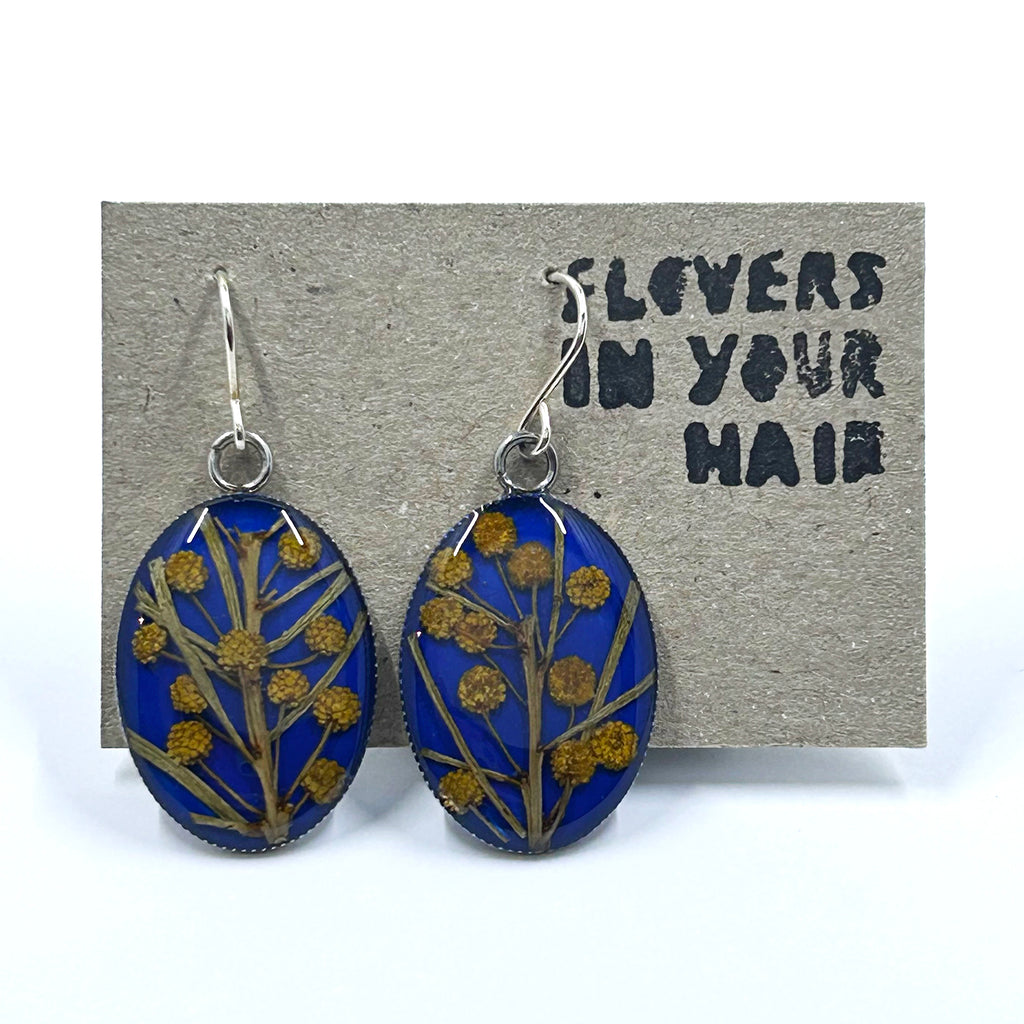Irina Nazarova | Earrings | Wattle on blue – oval