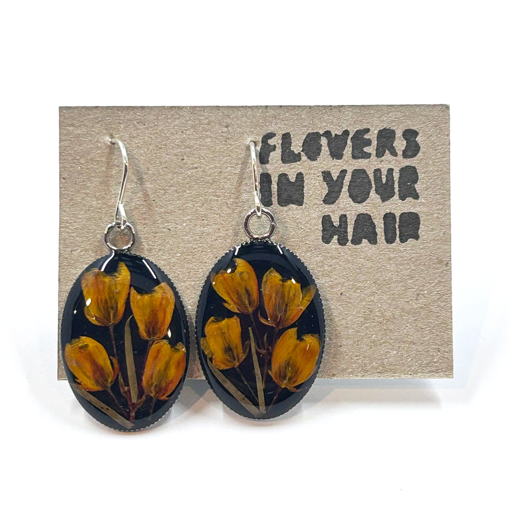 Irina Nazarova | Earrings | Yellow flower – oval