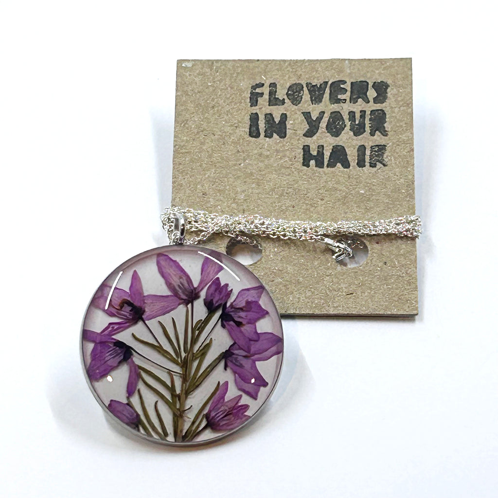 Irina Nazarova | Pendant | Purple petals on white