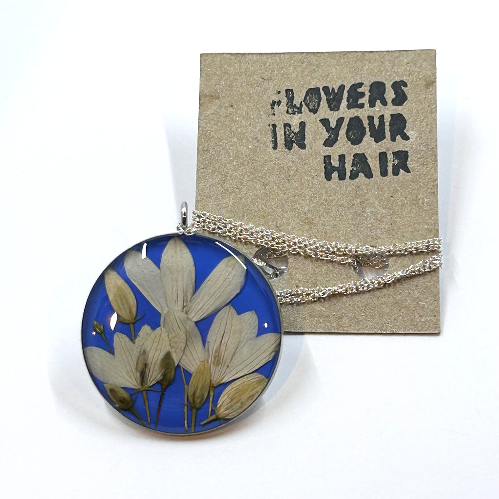 Irina Nazarova | Pendant | White petals on blue