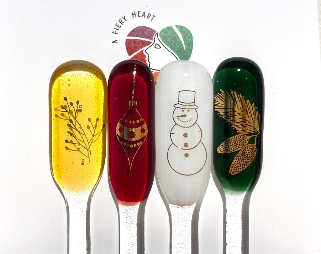 A Fiery Heart | Glass | Swizzle Sticks- Christmas