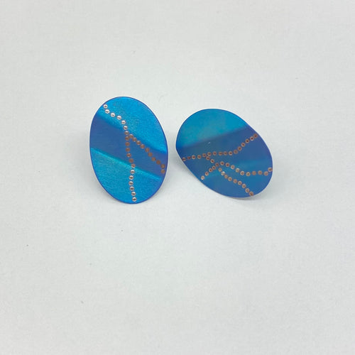 Sarah Augusta Murphy | Earrings |Oval Fold Studs Teal, Gift Box