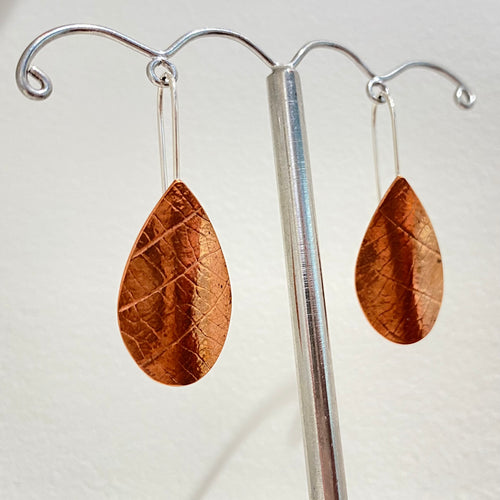 Clewdoodle | Earrings | Copper Leaf Texture Earrings