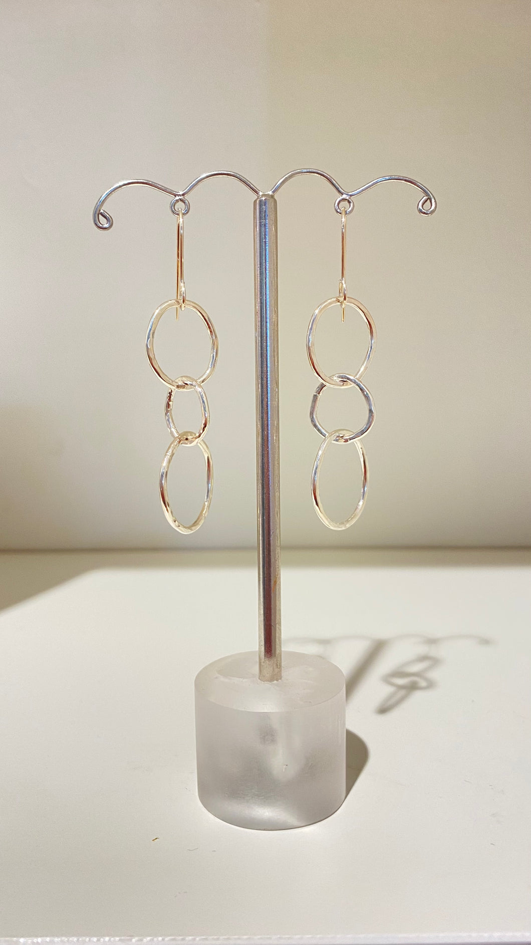 Clewdoodle | Earrings | Silver Hammered Triple Ring Earrings