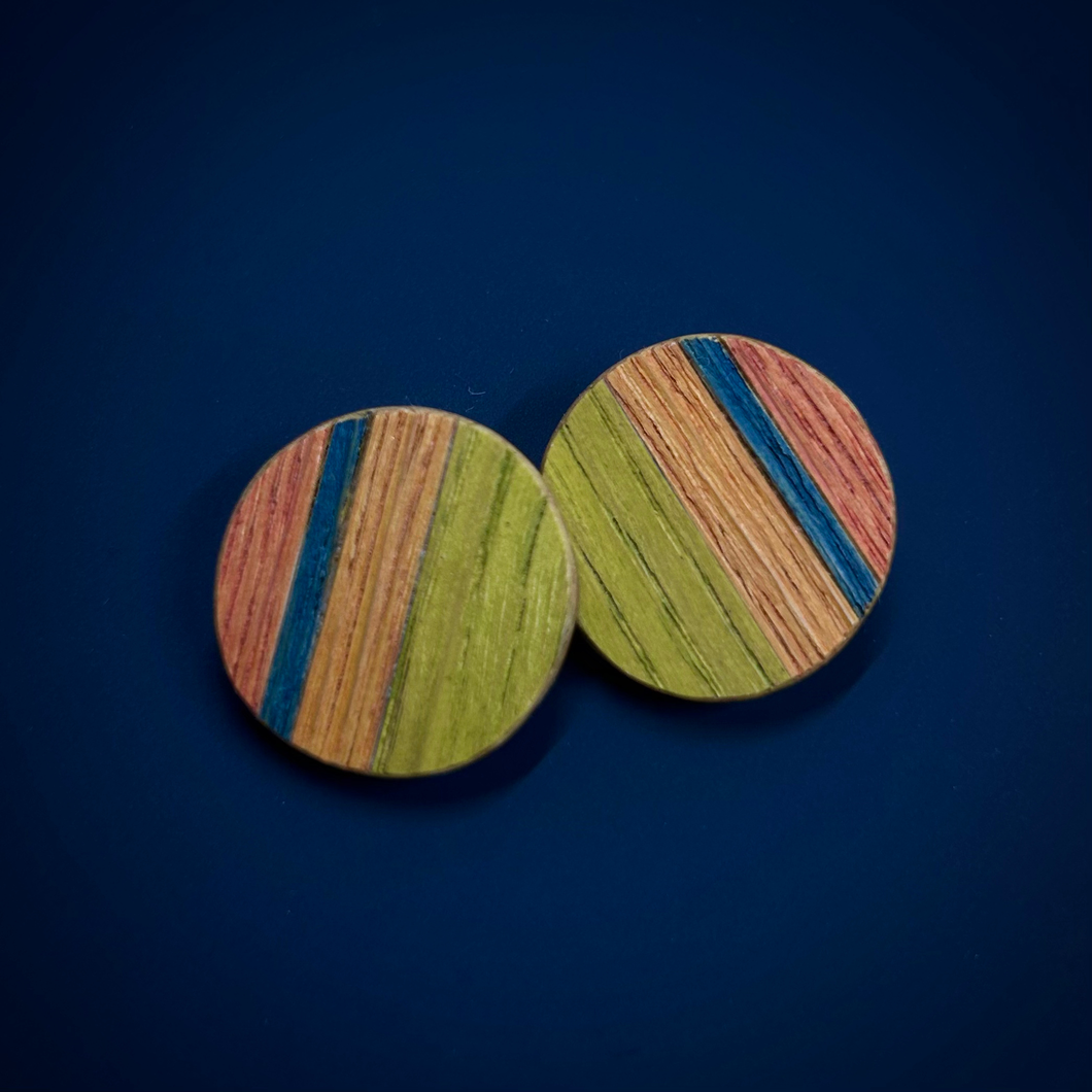 Inke Falkner i.f.made | Earrings | Striped - stud circles