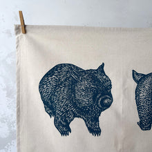 Load image into Gallery viewer, Abby Bursaria Workshop | Tea towel - Wombat front &amp; back |