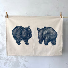 Load image into Gallery viewer, Abby Bursaria Workshop | Tea towel - Wombat front &amp; back |