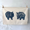 Abby Bursaria Workshop | Tea towel - Wombat front & back |