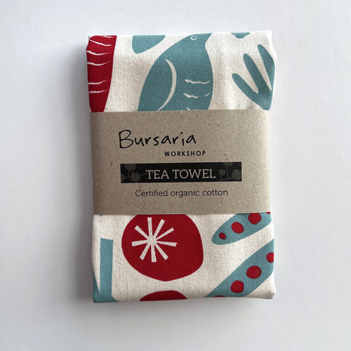 Abby Bursaria Workshop | Tea towel - Fronds & flowers |