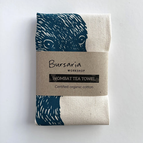 Abby Bursaria Workshop | Tea towel - Wombat front & back |