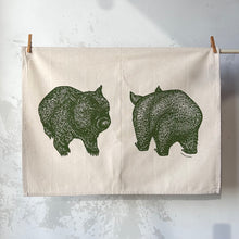 Load image into Gallery viewer, Abby Bursaria Workshop | Tea towel - Wombat front &amp; back |