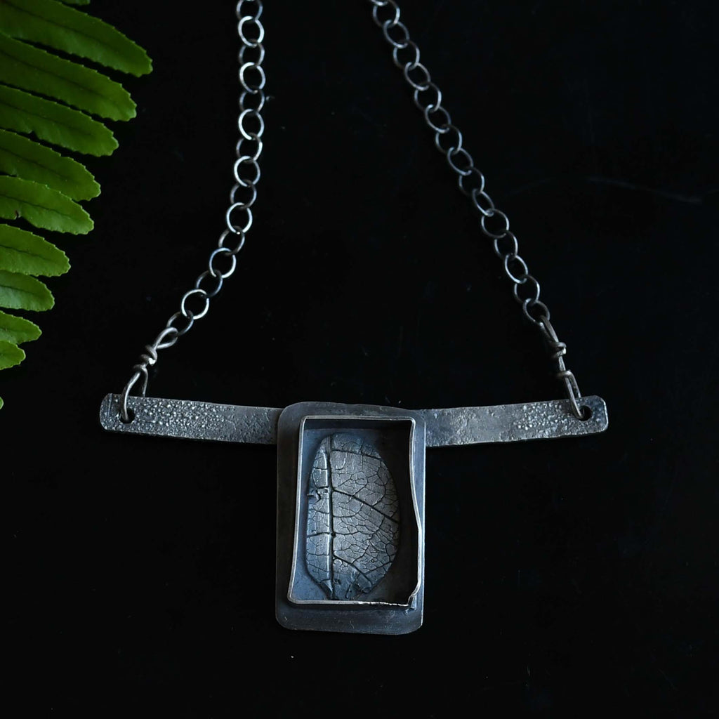 Vspora Art | Silver Leaf Impression Artisan Necklace |