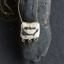Load image into Gallery viewer, Vspora Art | Sacred Palo Santo Resin, fibre, silver, brass, waxed cotton necklace |
