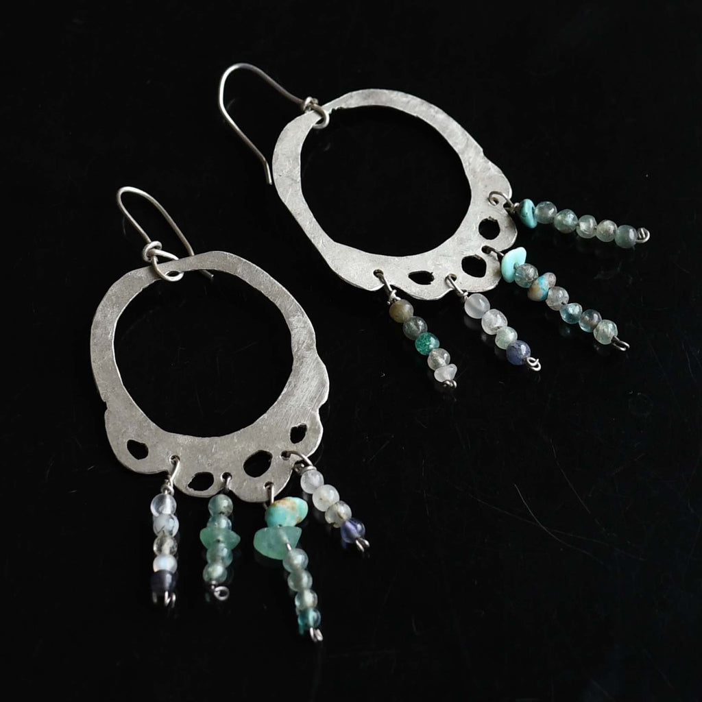 Vspora Art | Silver Earrings with Gemstone Beads |