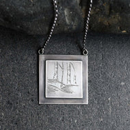 Vspora Art | Dreaming in the Woods Silver Etched Necklace |