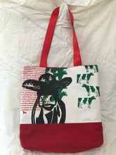 Load image into Gallery viewer, Frisian Cow Design | Beach/shopping/library Bag Red/Green |